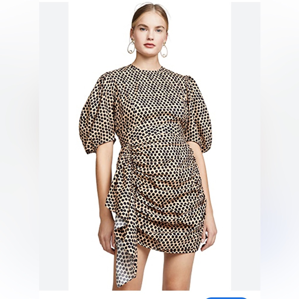 Rhode Pia Dress in Beige Black Dot - small